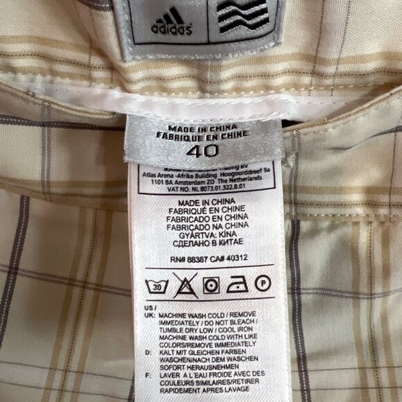 Adidas Mens Plaid Golf Shorts Size 40 Beige White - Picture 3 of 5
